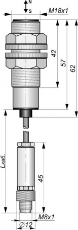 Датчик бесконтактный герконовый DG18MKP-CD-2GNONC-FF-P8.4.1/0,1-IS