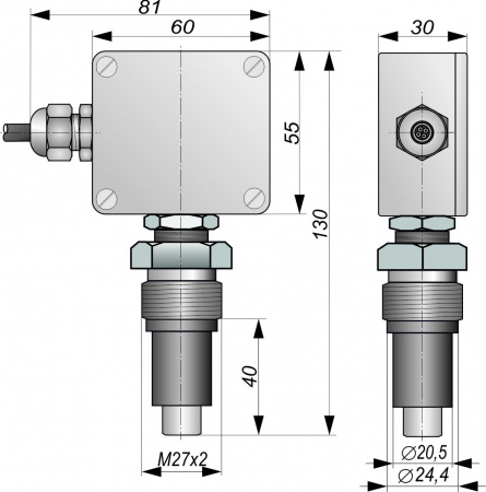 Датчик-реле температуры T02 10-NO-R(корпус металл)
